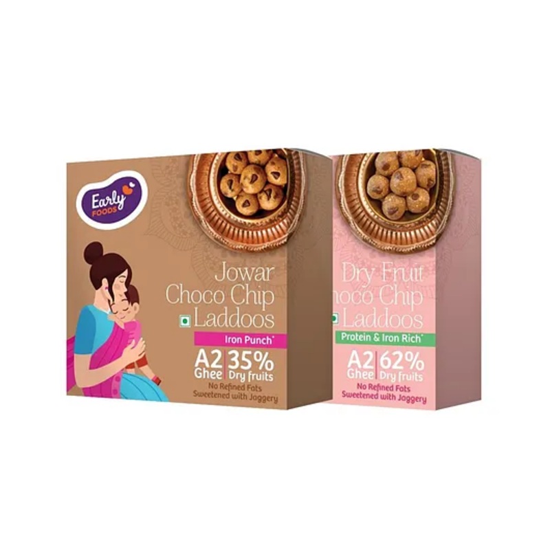 Early Foods Jowar Choco Chip & Dry Fruit Choco Chip Laddoos Pack of 2, 250g Each