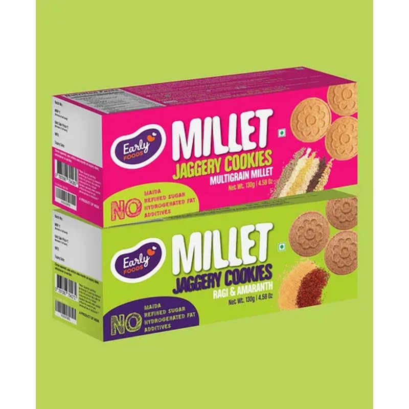 Early Foods Multigrain & Ragi Amaranth Jaggery Cookies Pack of 2 130gm each