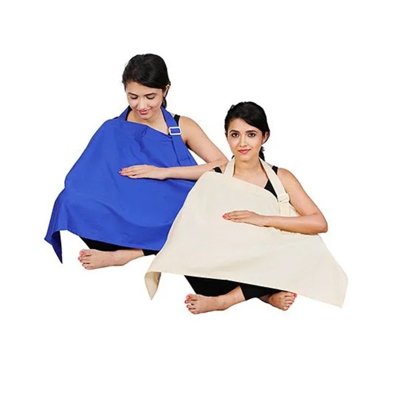 Lulamom Full Coverage Extra Wide Nursing Cover Pack of 2 – Royal Blue Cream