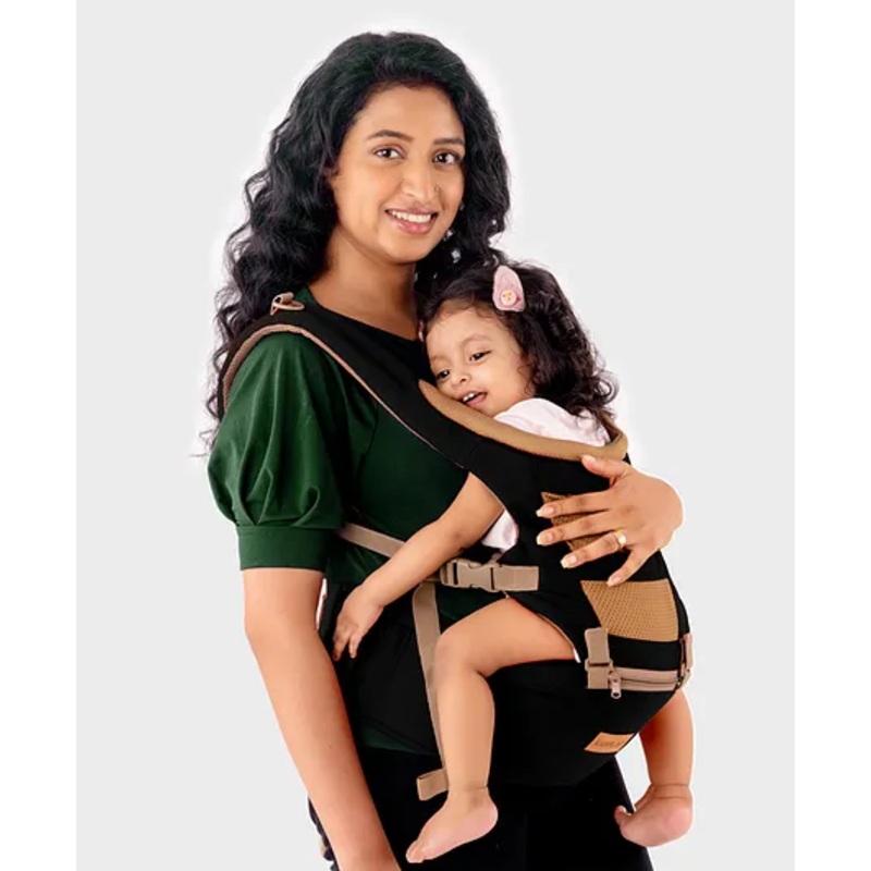 LuvLap Royal Hip Seat Baby Carrier with 4 Positions for 6-24 Months, Adjustable Newborn to Toddler, Max Weight 15 kg (Black)