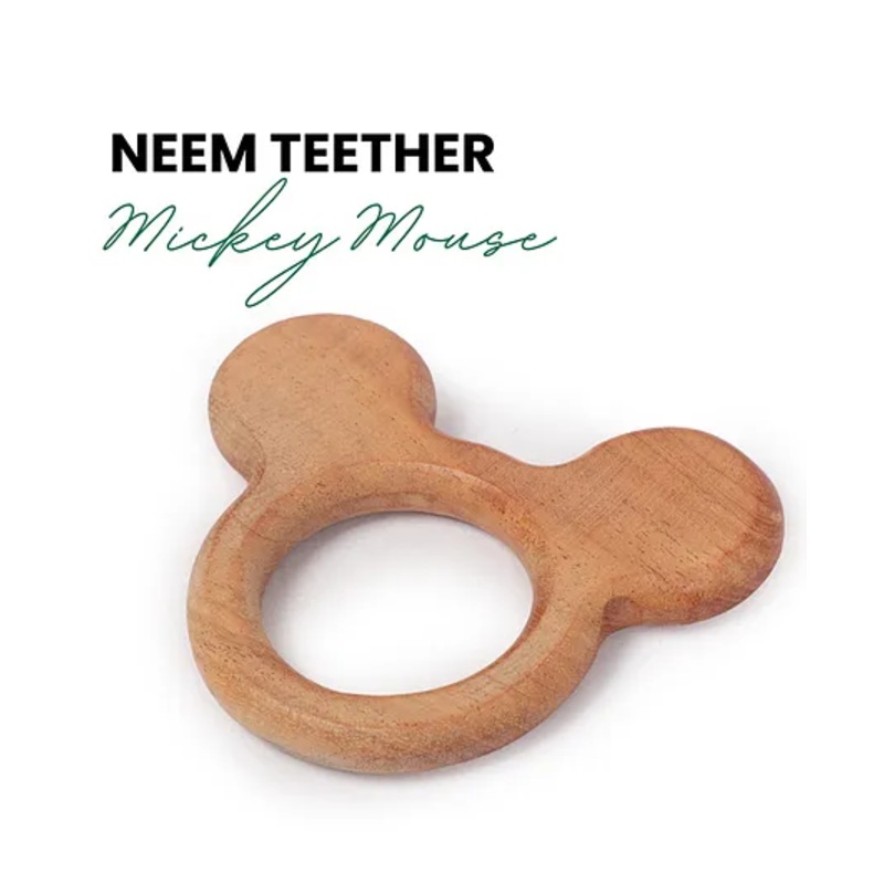 OpaToys Natural Wooden Neem Teether Mickey Mouse For 0 to 24 Months Babies (1 Pieces)