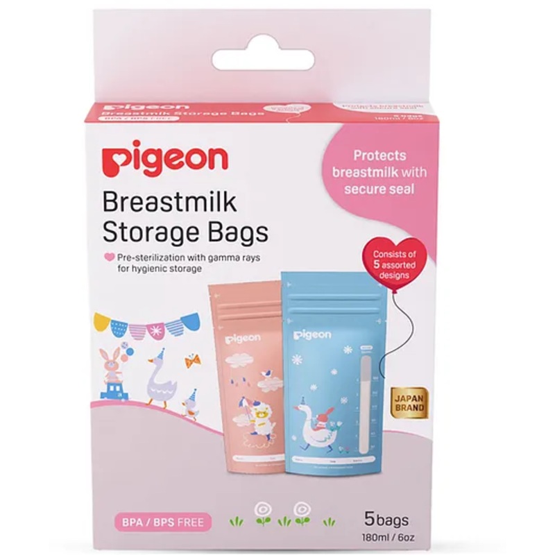 Pigeon Breast Milk Character Printed Storage Bags Pack of 5 – 180 ml
