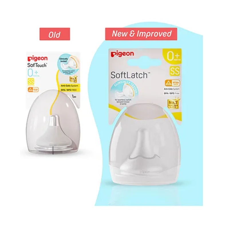 Pigeon Softlatch Peristaltic SS Size Wide Neck Nipple With Case Pack Of 1 – White