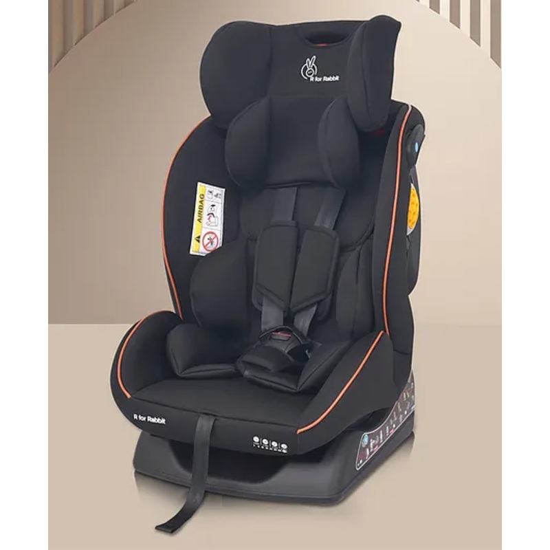 R for Rabbit Jack N Jill NXG Baby Car Seat ECE R44 Certified | Dual Facing with 5-Point Harness, Side Impact Protection & Washable Cover | Safe & Comfortable Travel for Kids (Pure Black)