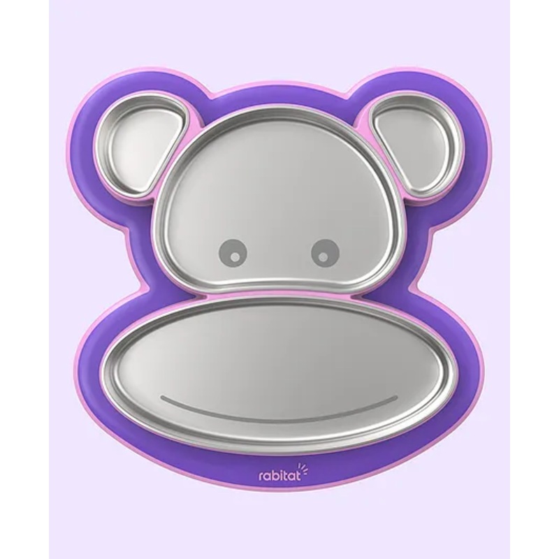 Rabitat Pogo Playte Anti Skid Stainless Steel Divided Plate – Purple