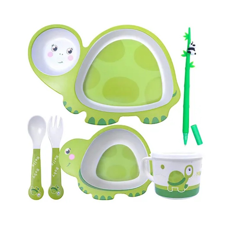 Sanishth Bamboo Turtle Shaped Mealtime Dinnerware – Green