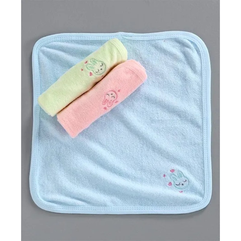 Simply Wash cloth Bunny Embroidery Pack of 3 – Light Blue Peach Green
