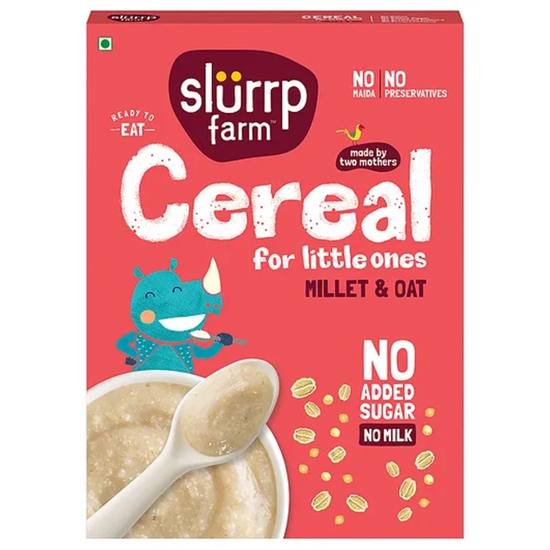 Slurrp Farm No Added Sugar Millet and Oats Porridge, Dairy-Free, No Preservatives Or Salt | Instant Healthy Cereal For Kids, 250g