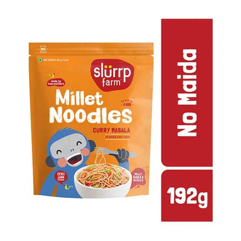 Slurrp Farm No MSG, Not Fried Hakka Noodles Curry Masala Millet Noodles – 192 gm