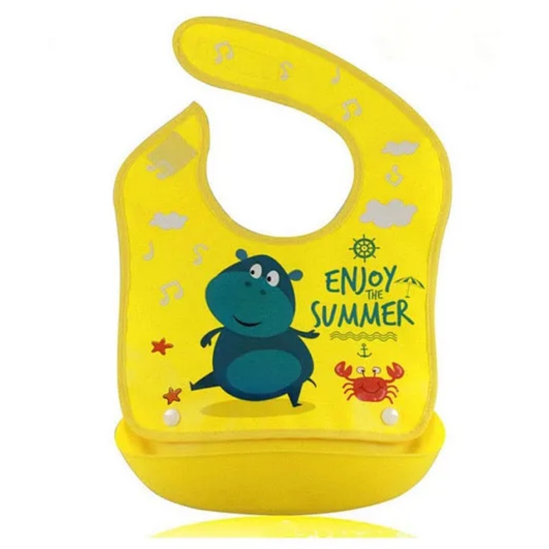 Syga Waterproof Silicone Roll up Bib With Crumb Catcher (Colours & Designs May Vary)