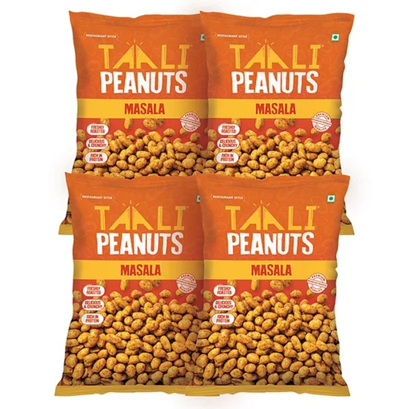 Taali Masala Peanuts | Roasted -Not fried | A Crunchy Protein Powerhouse for Kids|140g Pack of 4