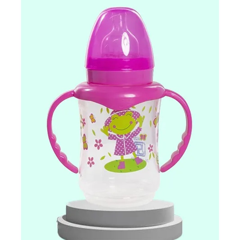 The Cheeky Kidzz Trendy Baby Sipper Feeding Liquids Milk Feeder Polypropylene Wide Neck 250ml Bottle With Anti Colic Silicone Nipple BPA Free (PURPLE)