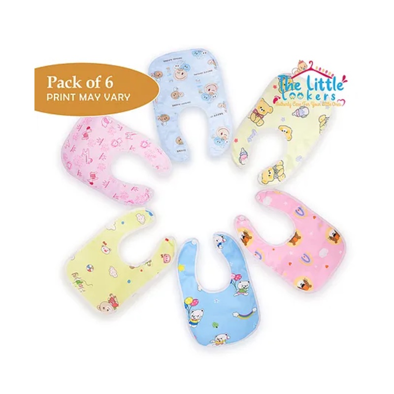 The Little Lookers Cotton Bibs with Snap Button – Pack of 6
