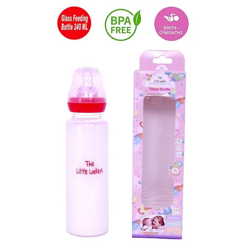 The Little Lookers High Borosilicate Glass Feeding Bottle Red – 240 ml