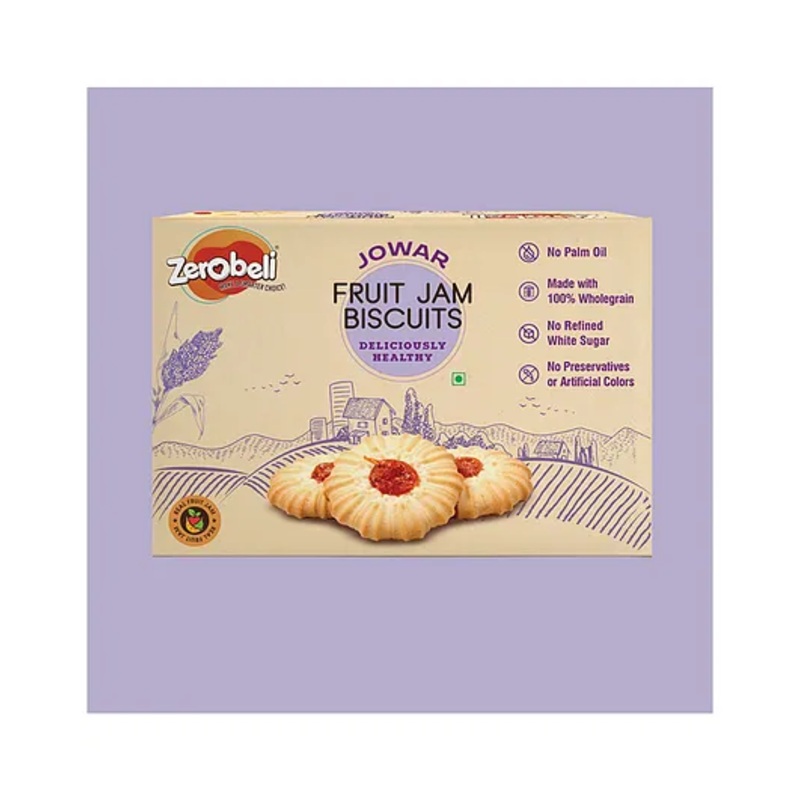 Zerobeli Jowar Fruit Jam Biscuit 350g |Premium & Healthy Snack | Perfect Snacks for kids