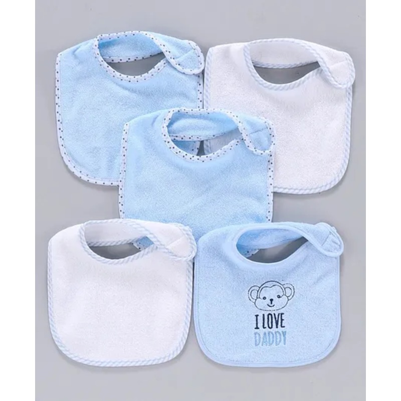 Zoe Knitted Bibs Pack of 5 – Blue White