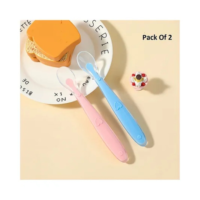 Baby Miniature Baby Love Soft Tip SiliconeGel Spoon -Pack of 2-Color May Vary