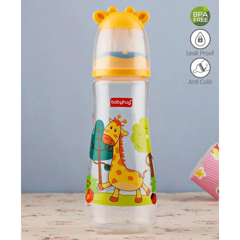 Babyhug Anti Colic Feeding Bottle Giraffe Shape Yellow – 250 ml