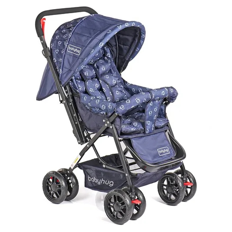 Babyhug Cocoon Stroller With Mosquito Net & Reversible Handle – Blue