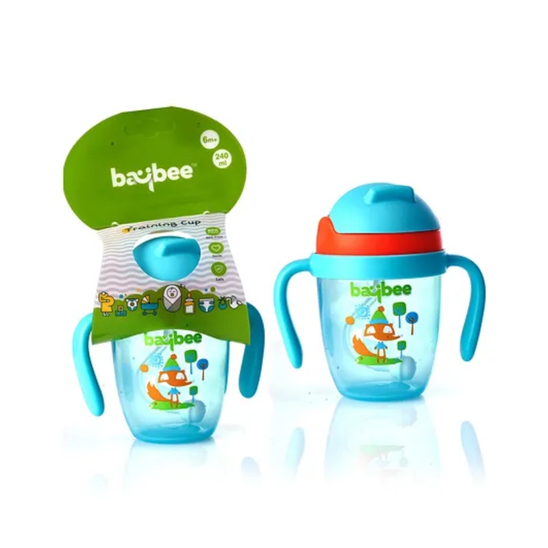Baybee Baby Feeding Sipper Bottle with Anti Spill Sippy Cup with Soft Silicone Straw & Non Toxic Feeding Bottle for Baby Green – 240 ml