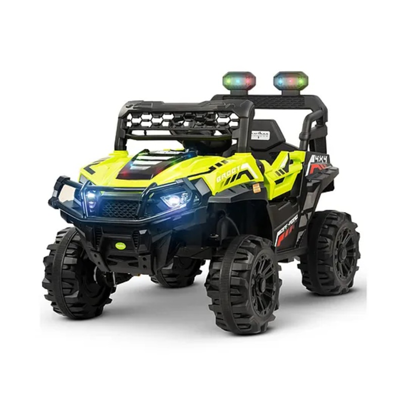 BAYBEE Broot Rechargeable Battery Operated Jeep for Kids, Ride on Toy Baby Car with Music & Light, Kids Jeep Battery Car, Electric Jeep Car for Kids – Light Green