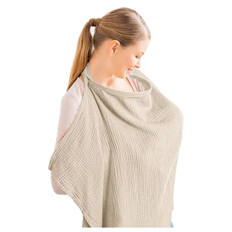 Bembika Baby Breastfeeding Cover -Stylish, Soft & Breathable Nursing Cover for Breastfeeding Feeding Covers for Nursing Mom Breast Feeding Maternity Cotton Apron Scarf-(Oatmeal)