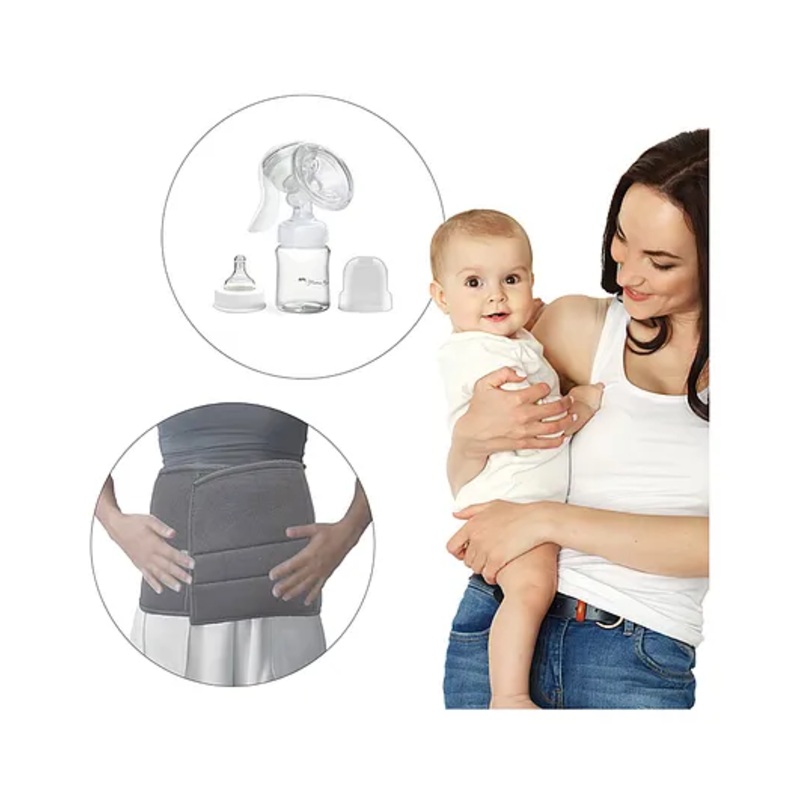BPL Medical Technologies Post-Pregnancy Combo – Mama Bee BPA free Breast Pump 150ml + Abdominal Support with Elastic – L