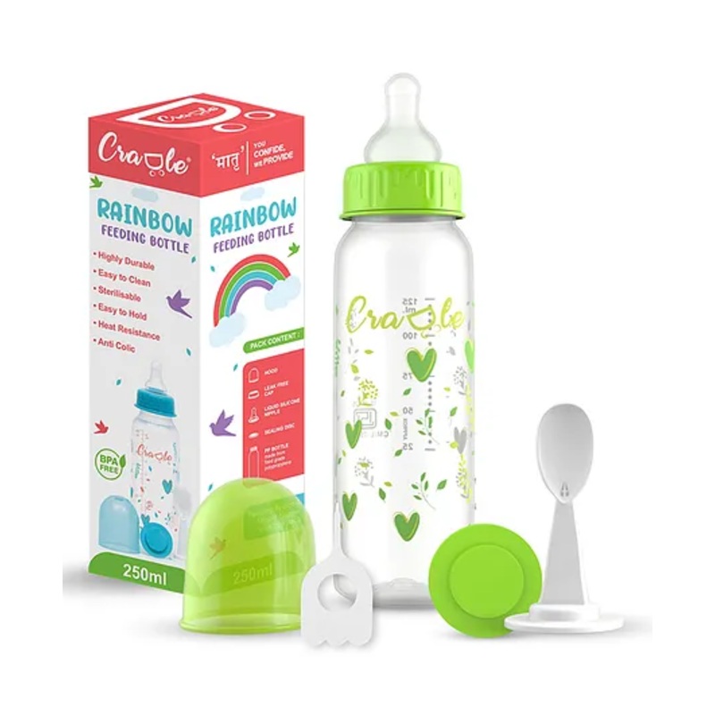 Cradle Rainbow Feeding Bottle – 250ml – Aqua Green
