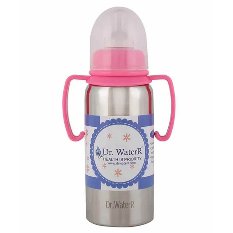 Dr.WateR Twin Handle Feeding Bottle Pink – 250 ml