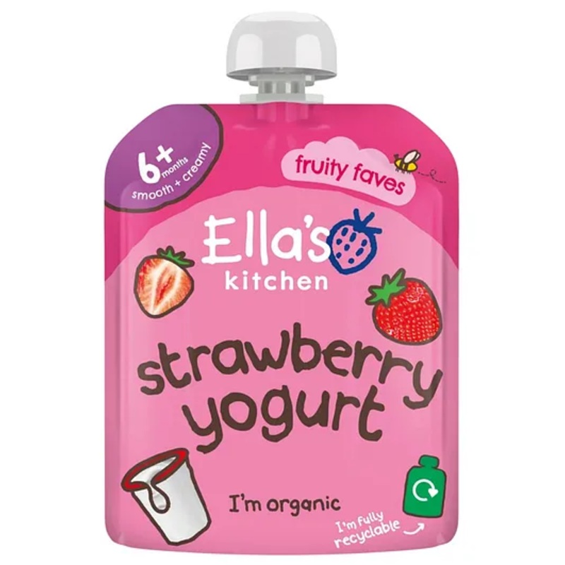 Ella’s Kitchen Organic Baby Food Pouch, Strawberry Greek Style Yoghurt (6m+) – 90g