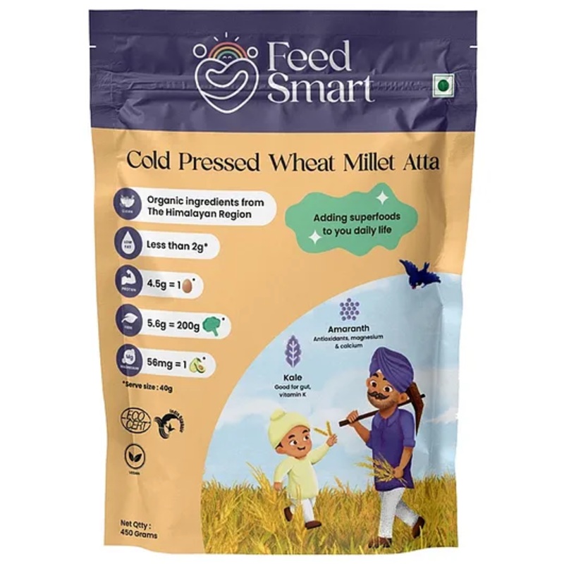 Feed Smart Whole Wheat Millet Atta | Protein-Rich Blend with Bajra, Jowar, Ragi & Kale | High Fiber | Boosts Immunity & Supports Digestion | Pack of 1| 150g