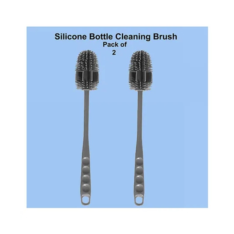 Joy Buzz Basics Long Handle Silicone Scratch Free Bottle Cleaning Brush Kit- Pack of 2