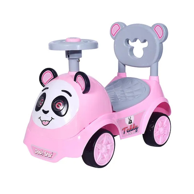 JoyRide Panda Ride on Car for Kids, Baby Ride on Car with Music & Horn Button-Push Rideons & Wagons Non Battery Operated Ride On – Pink