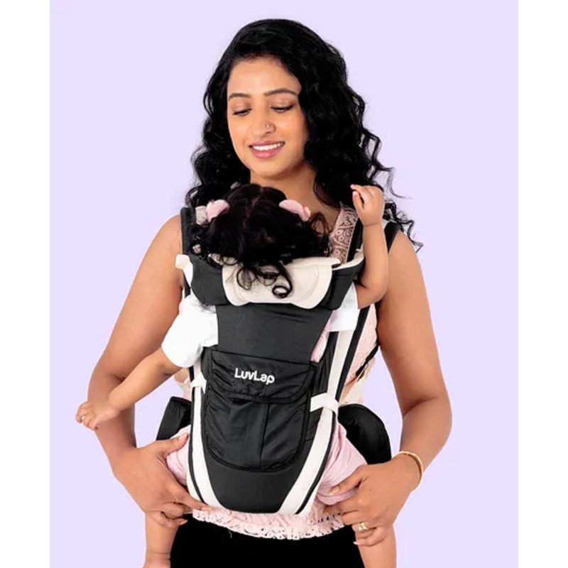 LuvLap Elegant Baby Carrier with 4 Positions, for 4-24 Months, Adjustable Newborn to Toddler, Max Weight 15 kg (Black)