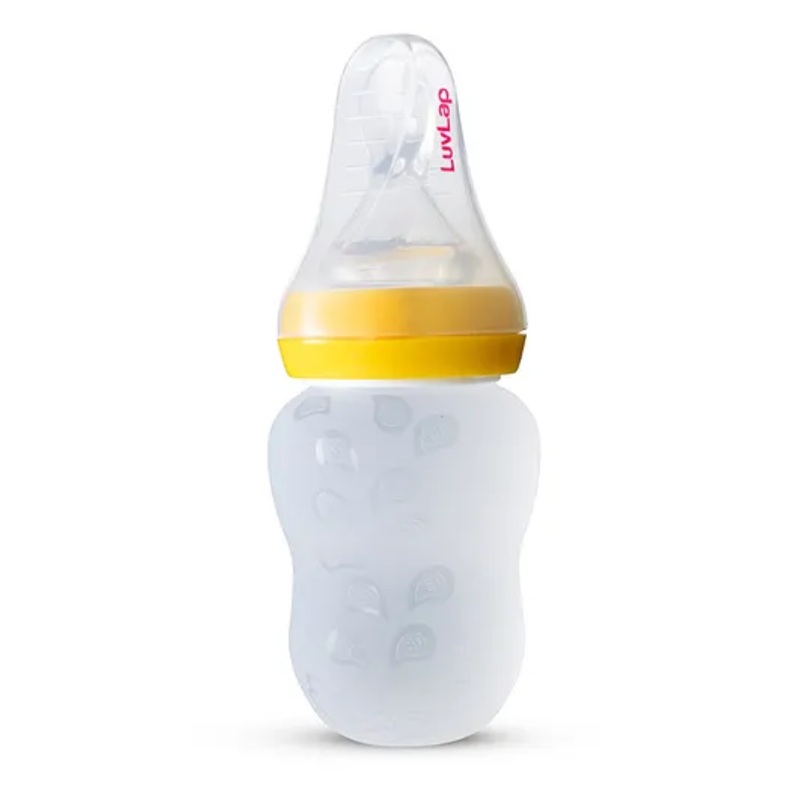 LuvLap Silicone Easy Squeezy Baby Food Feeder, 4M+, 180ml, (Yellow)