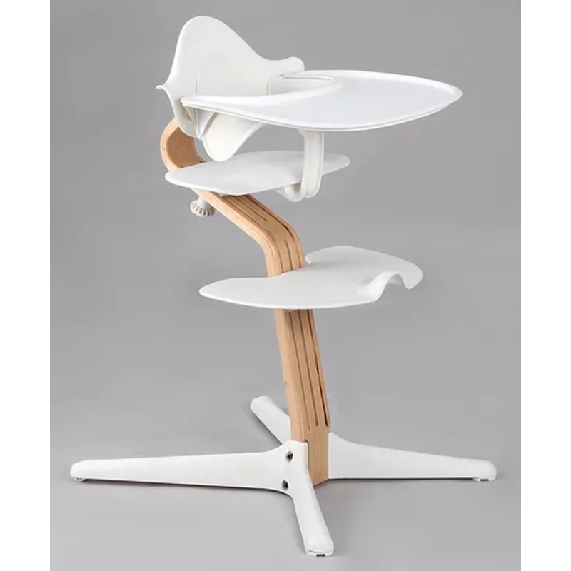 Multifunctional Scandinavian Design with a Strong Wooden Stem Baby Chair – White| Removable Foodtray| Adjustable Height| Adjustable Footrest