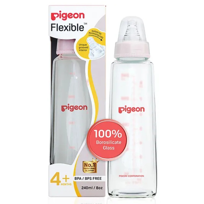 Pigeon Anti Colic Glass Feeding Bottle Pink – 200 ml