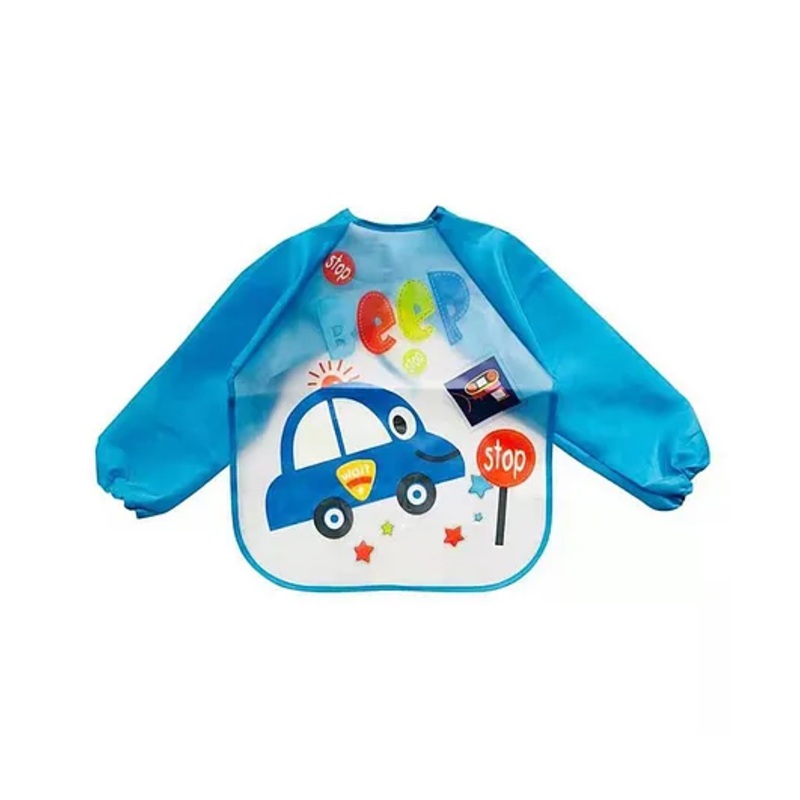 Polka Tots Waterproof Full Sleeves Apron Feeding Bibs with Super Absorbent Soft Comfortable & Lightweight – Car