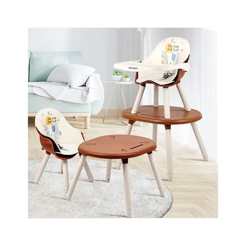 R for Rabbit 3-in-1 Convertible Kids Feeding Cum High Chair Compact Fold|Dual Meal Trays|Travel Friendly|BPA Free Anti-Slip Seat – Brown & Cream