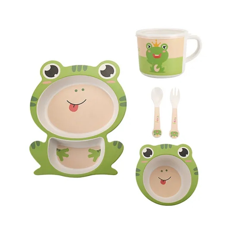 Sanjary Bamboo Tableware Frog Pack Of 5 – Green