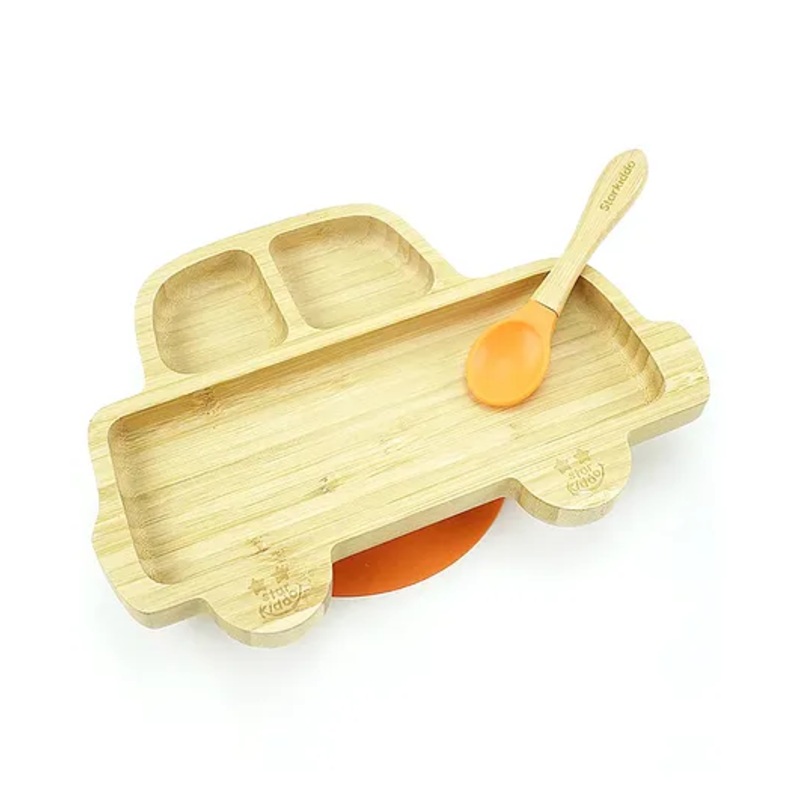 Starkiddo Rider Bamboo Suction Plate and Learning Weaning Set – Orange