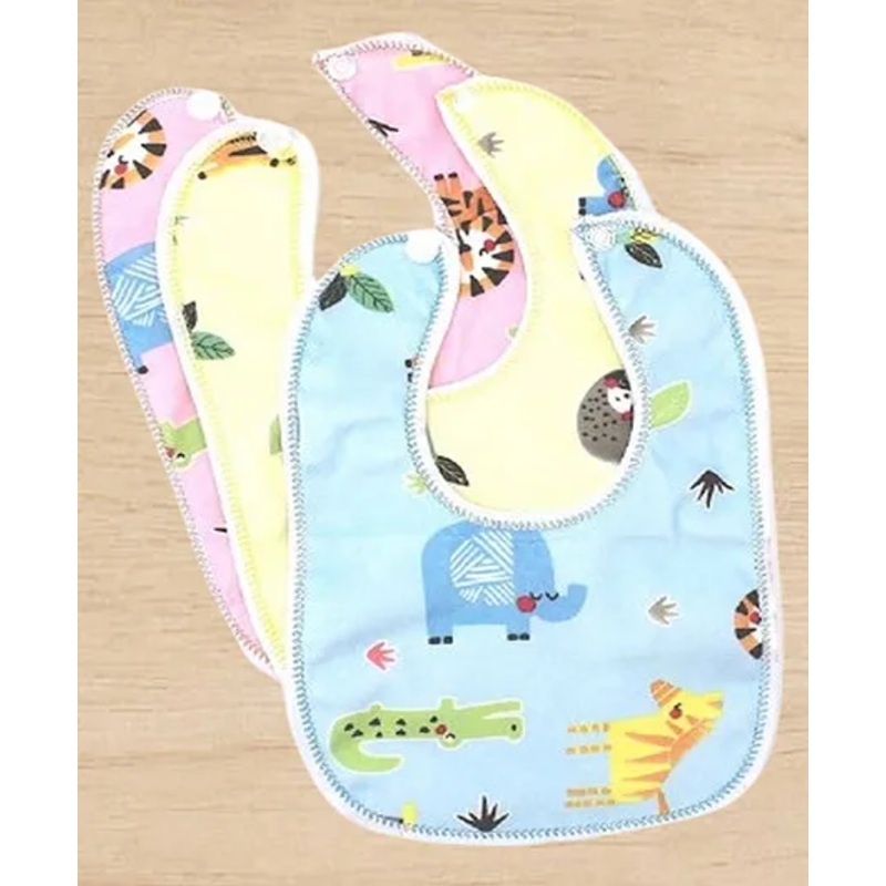The Cheeky Kidzz Pack of 3 Baby Ultra Soft Cotton Fast Dry-Waterproof Stylish Everyday Use Feeding Button Bibs Aprons