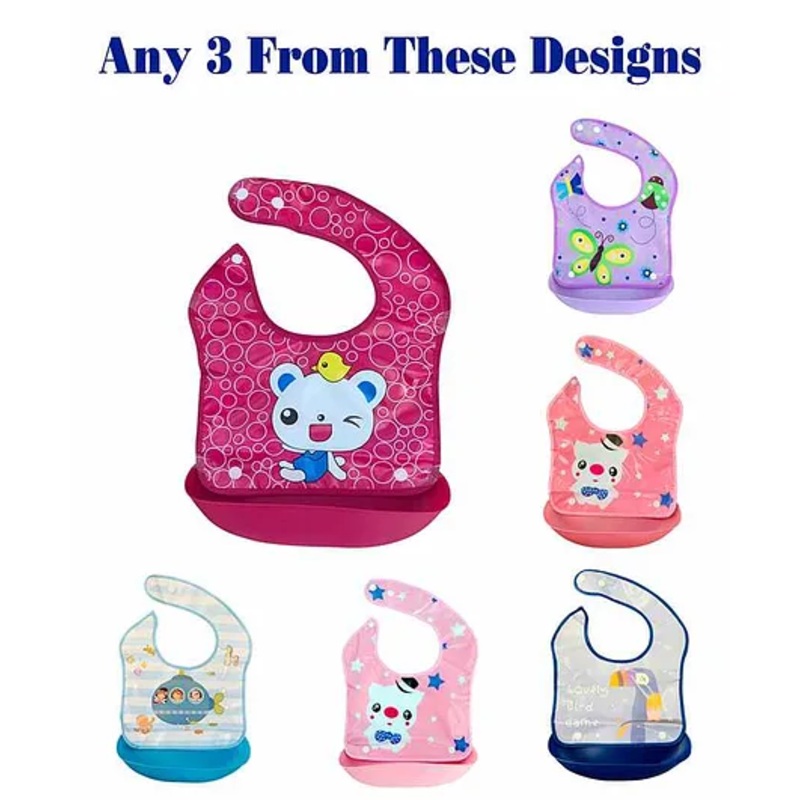 The Little Lookers Waterproof Bib Printed Pack Of 3 ( Color May Vary )