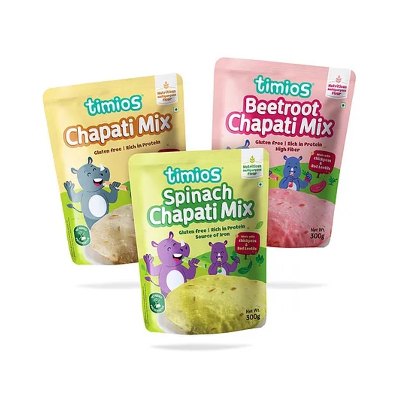 timios Gluten Free Chapati Mix Beetroot Chapati Mix & Spinach Chapati Mix Pack of 3 – 300 g Each