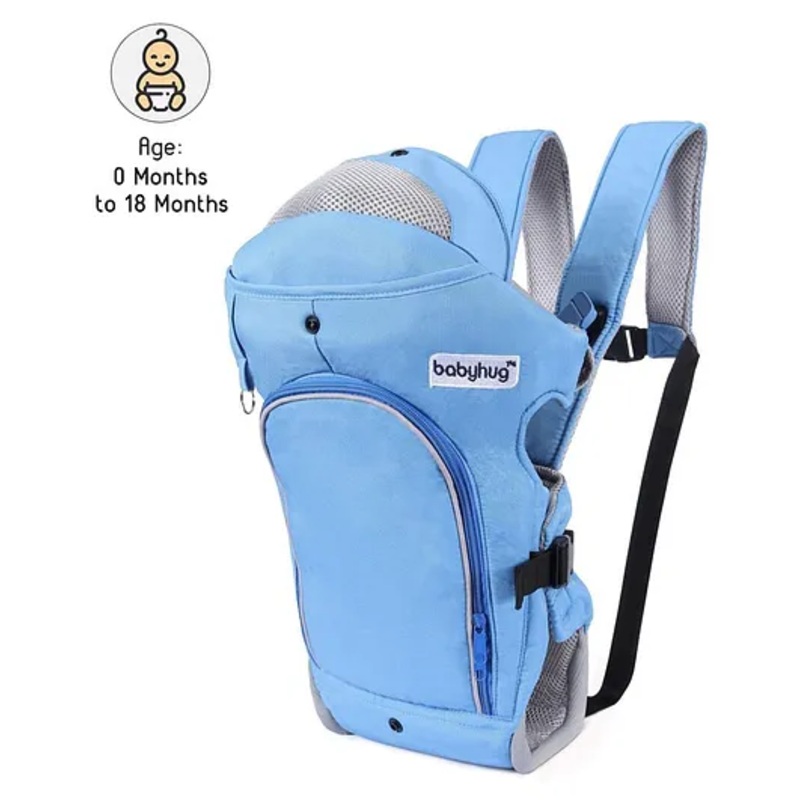 Babyhug Comfort Nest 3 Way Baby Carrier With Adjustable Infant Head Support  – Sky Blue