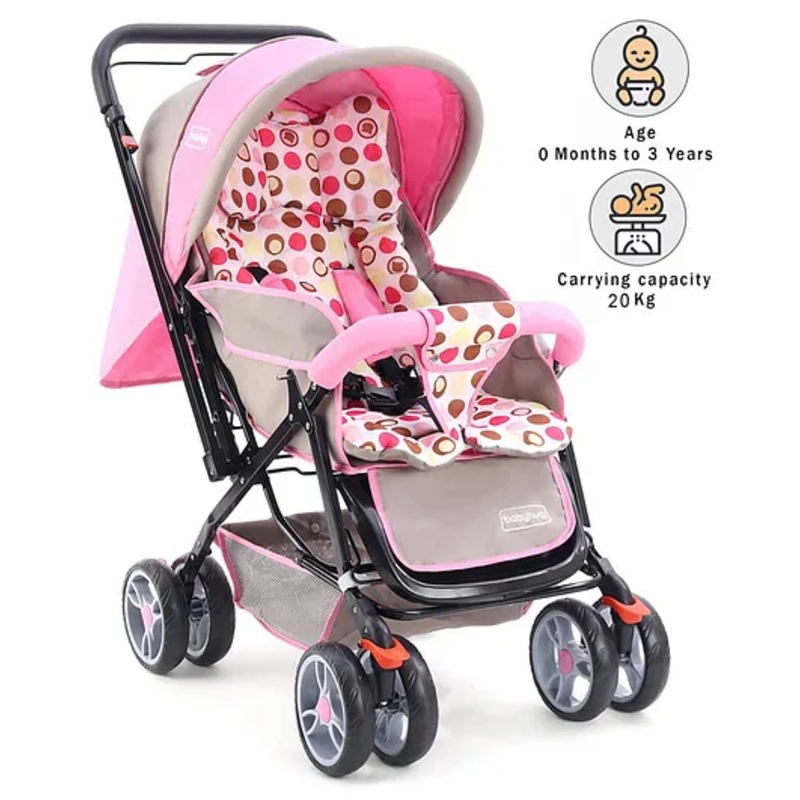 Babyhug Comfy Ride Stroller With Reversible Handle – Pink