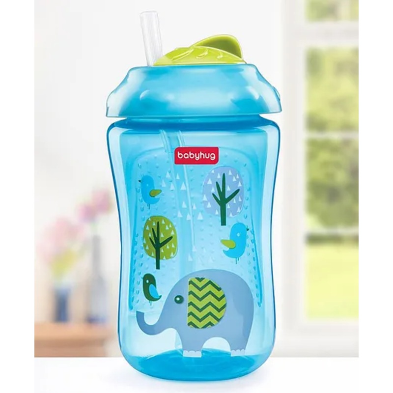 Babyhug Swipey Straw Sipper Elephant Print Blue – 300 ml