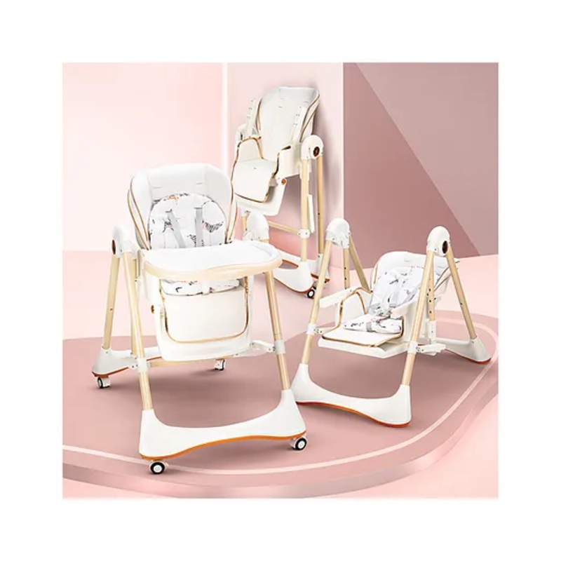 Baybee Nivio Convertible 3-in-1 Baby High Chair for Kids, Baby Swing Chair with 5 Height Adjustable, Footrest, Tray, 160 Recline, Safety Belt & Wheels | Baby Feeding Chairs (White)