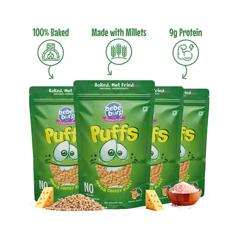 Bebe Burp Grandma’s Super Puffs Jowar Cheesy Blast Pack Of 4 – 35 gms each