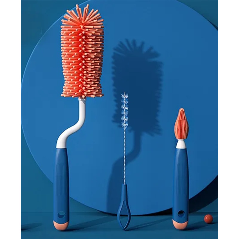Bembika Baby Bottle Brushes: The Ultimate Bottle Brush Set For Your Baby Feeding Bottle Brush And Nipple Cleaner Brush Needs Dark Blue Set of 3